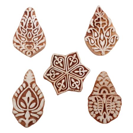 Set of 5 Piece New Mix Wooden Printing Blocks